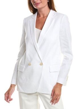Theory Blazer Linen Boy Jacket Double Breasted Eco Crunch Wash in White